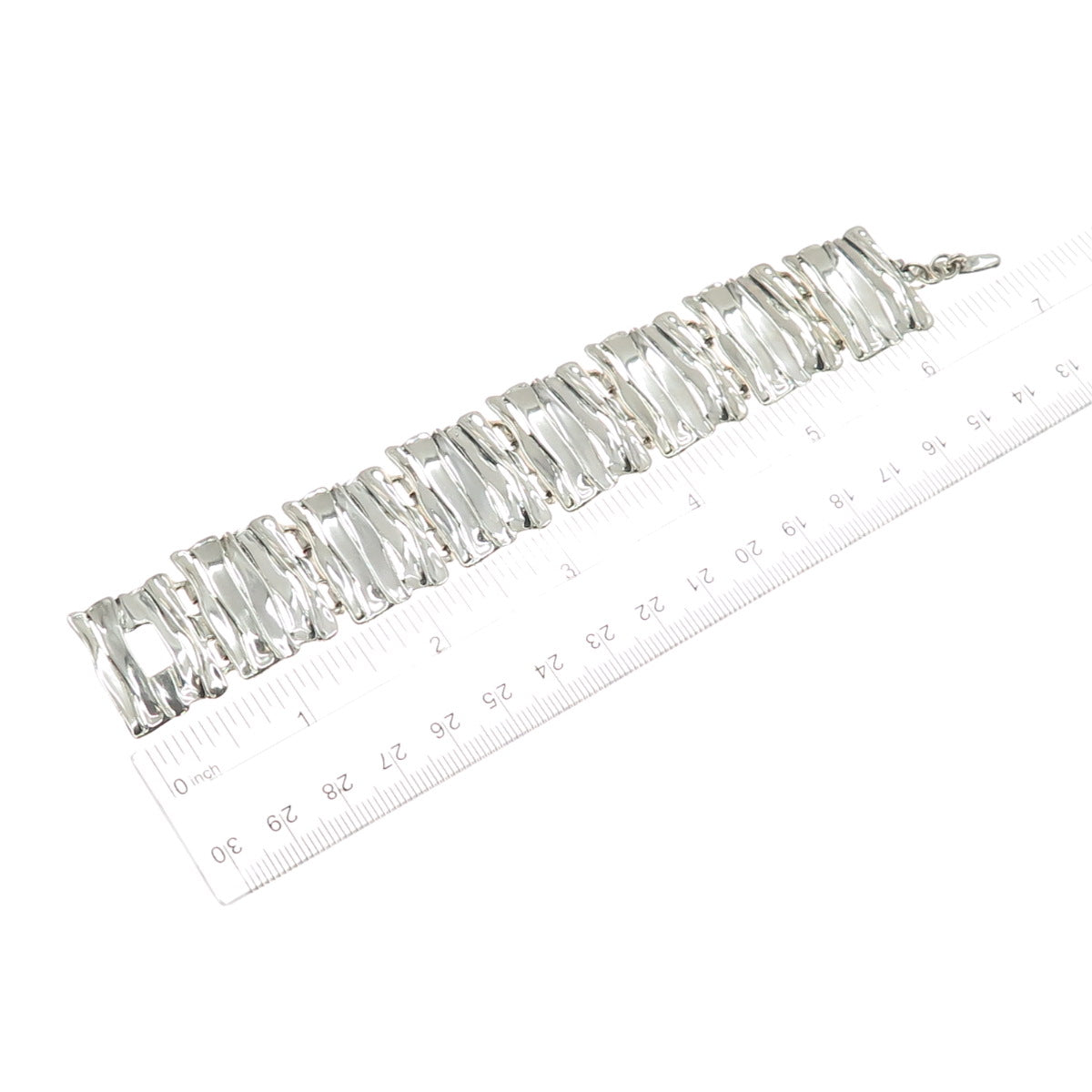 HAGIT GORALI 925 Sterling Silver Vintage Israel Modernist Panel Link Bracelet 6"