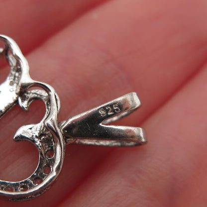 925 Sterling Silver Round-Cut C Z Swirl Charm Pendant