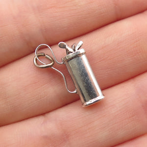 925 Sterling Silver Antique Art Deco Golf Club Mini 3D Charm Pendant