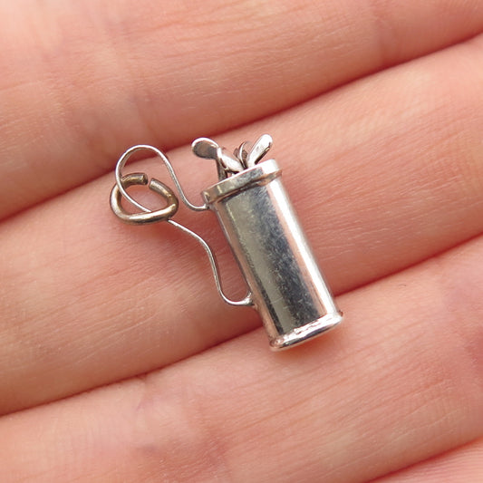 925 Sterling Silver Antique Art Deco Golf Club Mini 3D Charm Pendant
