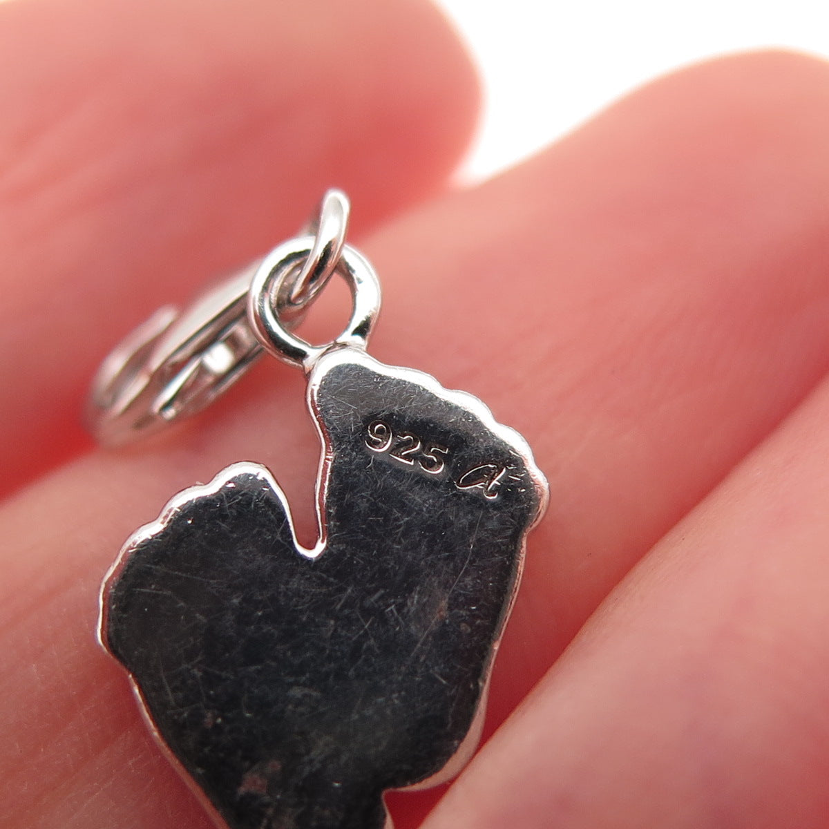 925 Sterling Silver Enamel Baby Foot Lobster Lock Charm Pendant