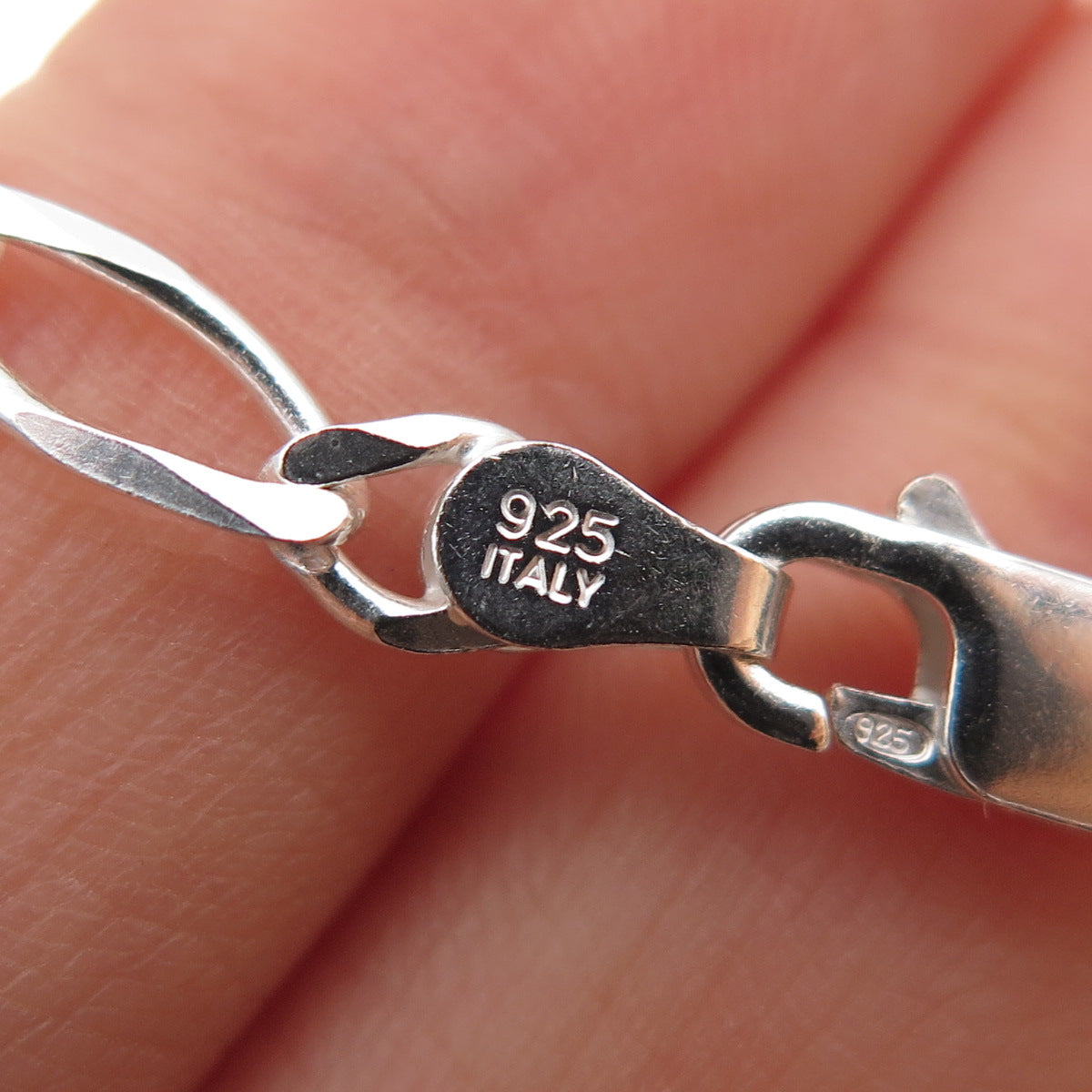 925 Sterling Silver Vintage Italy Figaro Chain Necklace 20"