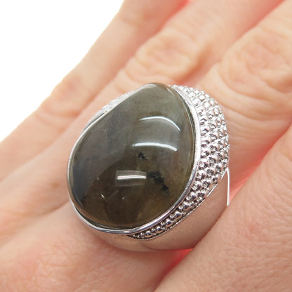 DSMK 925 Sterling Silver Real Labradorite Gemstone Ring Size 7.25