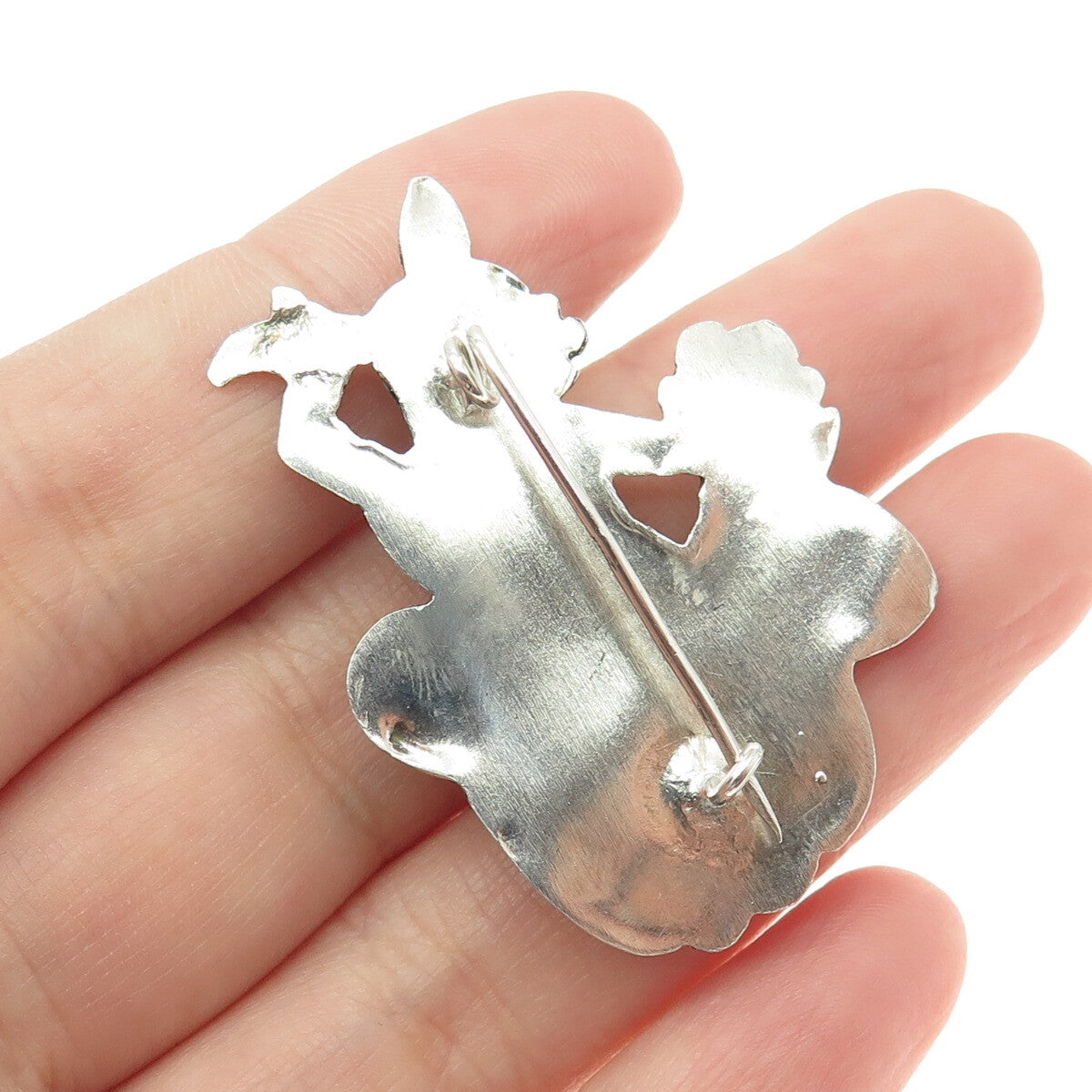 925 Sterling Silver Vintage Niello Hindu Goddess Pin Brooch