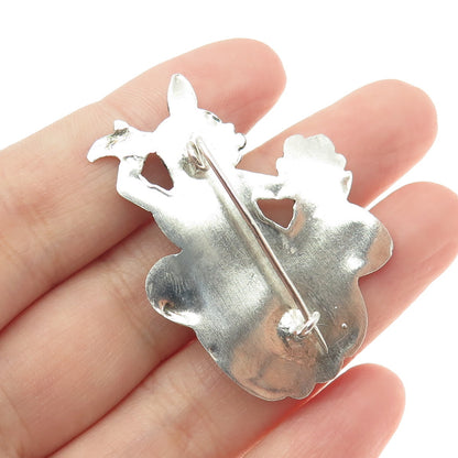 925 Sterling Silver Vintage Niello Hindu Goddess Pin Brooch