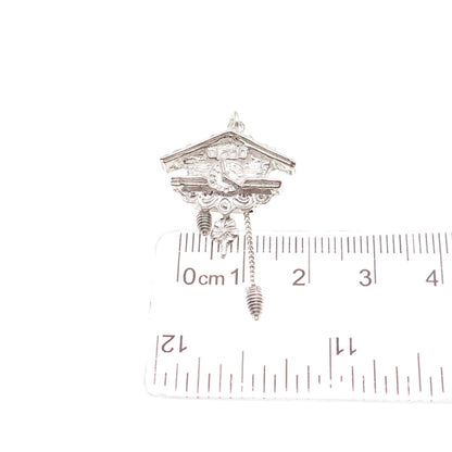 800 Silver Vintage European Cuckoo Clock Mini Charm Pendant