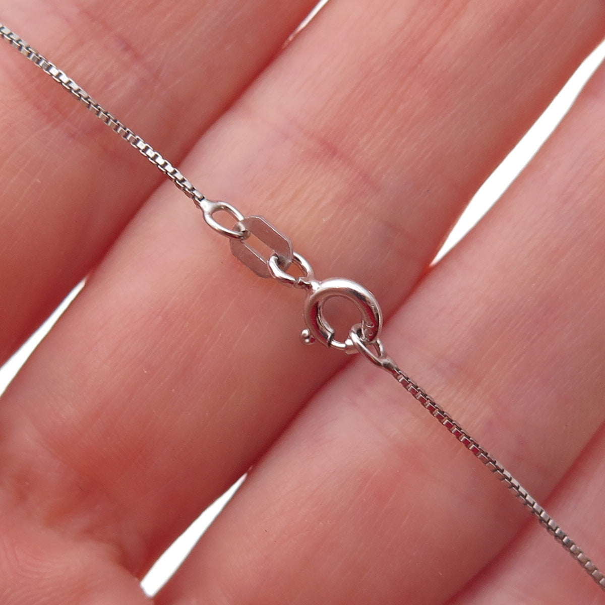 Jane Seymour 925 Sterling Silver Real Diamond Open Heart Box Chain Necklace 18"