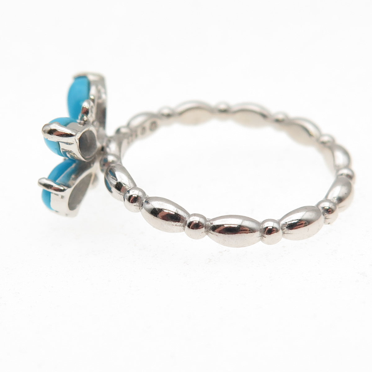 925 Sterling Silver Real Sleeping Beauty Turquoise Butterfly Ring Size 8