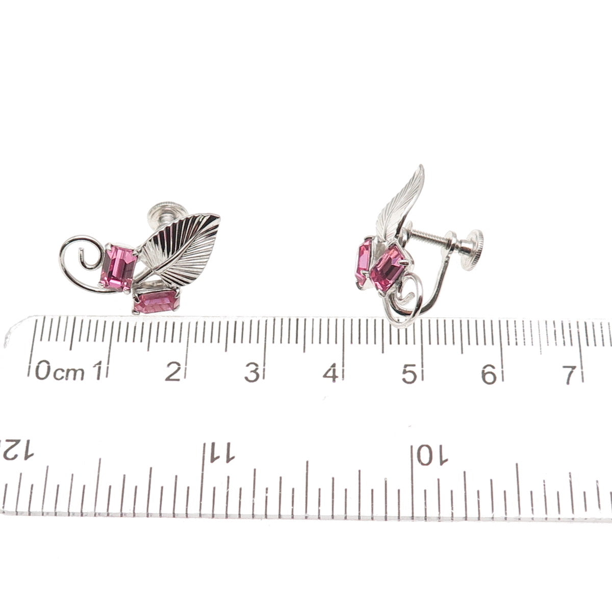 Loran Sim Co. Sterling Silver Antique Art Deco Rhinestone Screw Back Earrings