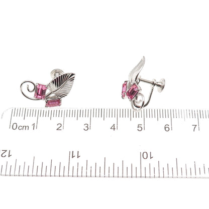 Loran Sim Co. Sterling Silver Antique Art Deco Rhinestone Screw Back Earrings