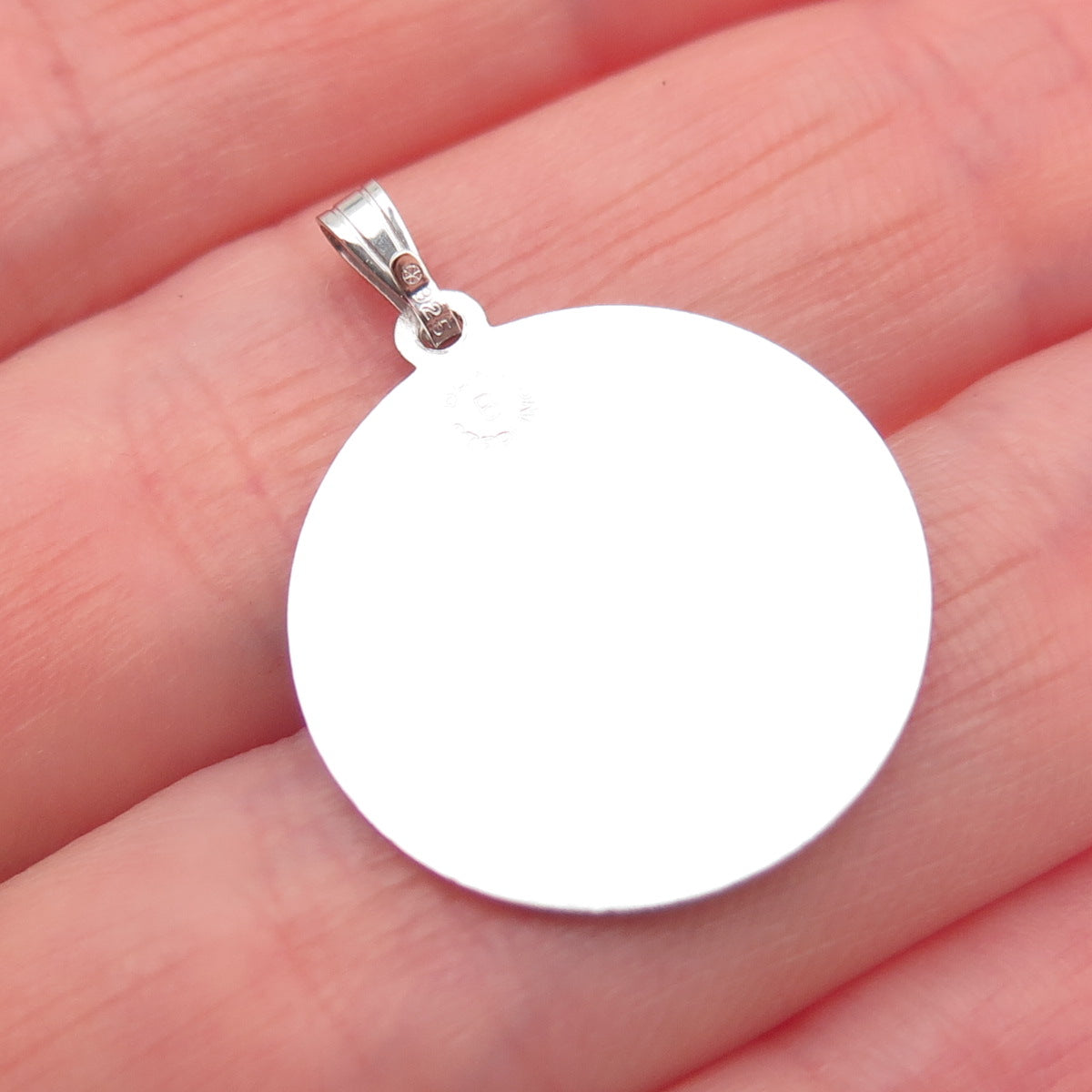 BEAU 925 Sterling Silver Vintage Mother Round Tag Charm Pendant