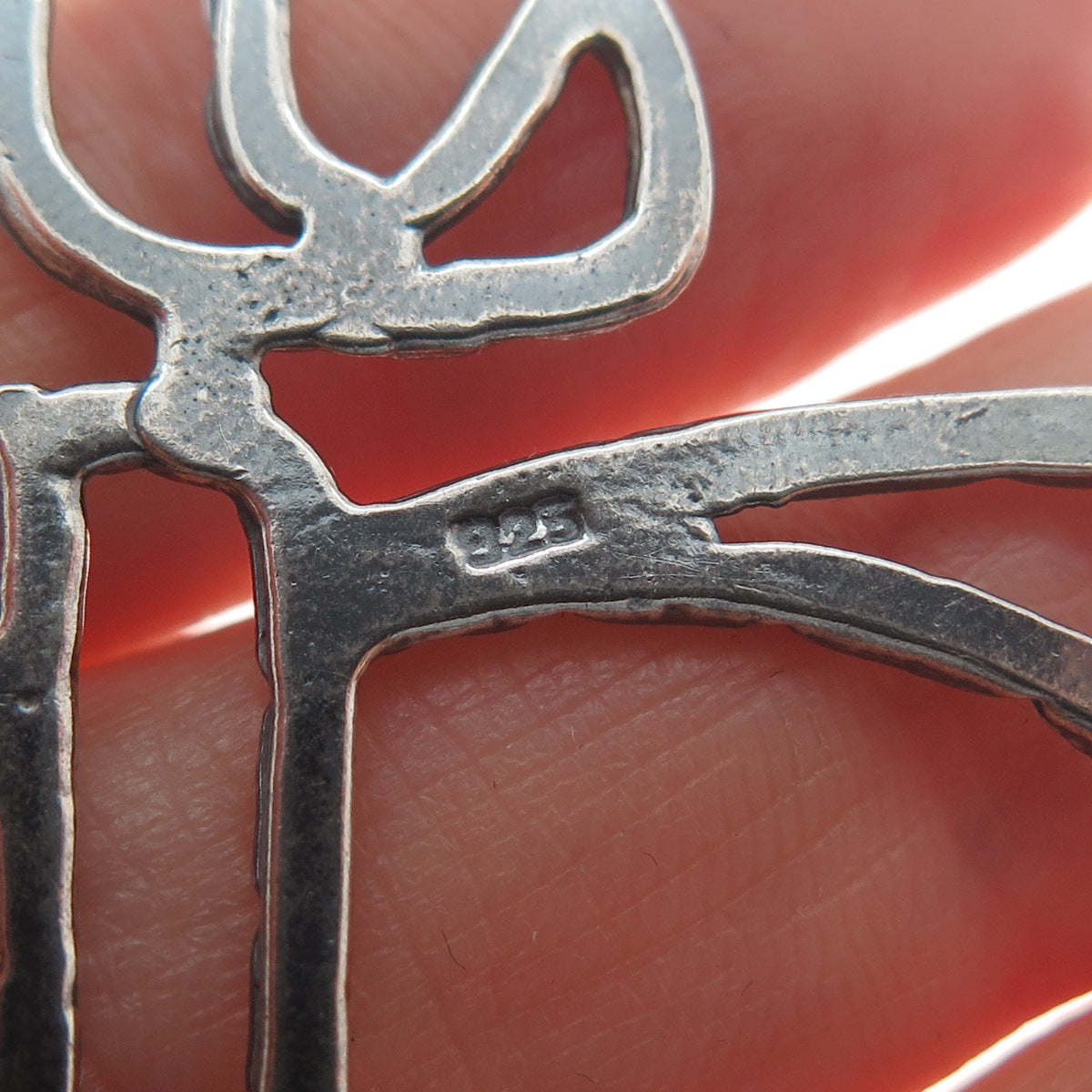 925 Sterling Silver Vintage Chai Judaica Oxidized Charm Pendant