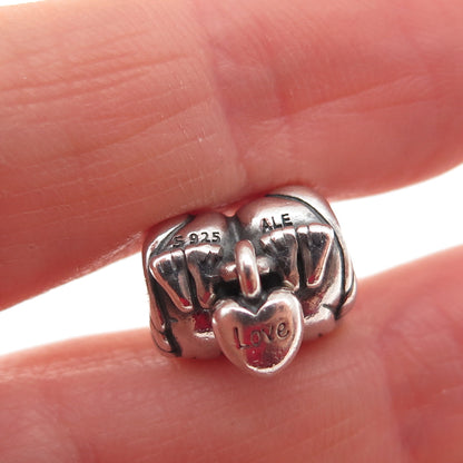 PANDORA 925 Sterling Silver Love Birds Slide Bead Charm
