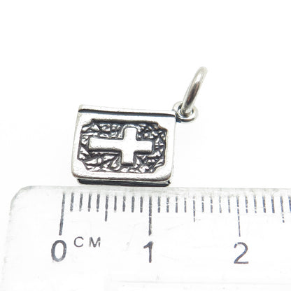 SHUBE 925 Sterling Silver Vintage Holy Bible Minimalist Charm Pendant