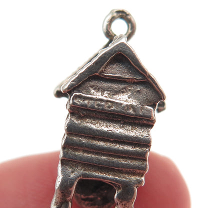 JewelArt 925 Sterling Silver Vintage Cuckoo Clock Oxidized 3D Charm Pendant