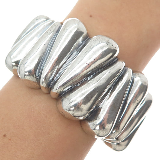 925 Sterling Silver Vintage Modernist Adjustable Oxidized Cuff Bracelet 7.25"