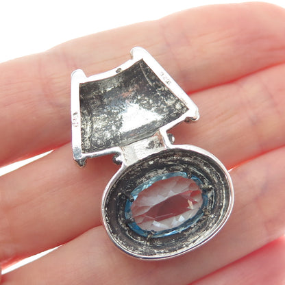 CHATEAU D'ARGENT 925 Sterling Silver Vintage Real Blue Topaz Slide Pendant