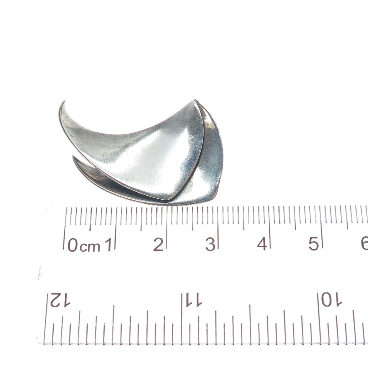 RUSSELL SECREST 925 Sterling Silver Vintage Modernist Oxidized Pin Brooch