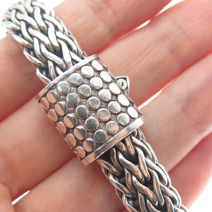925 Sterling Silver Vintage Oxidized Solid 71.9g Spiga Link Bracelet 7"