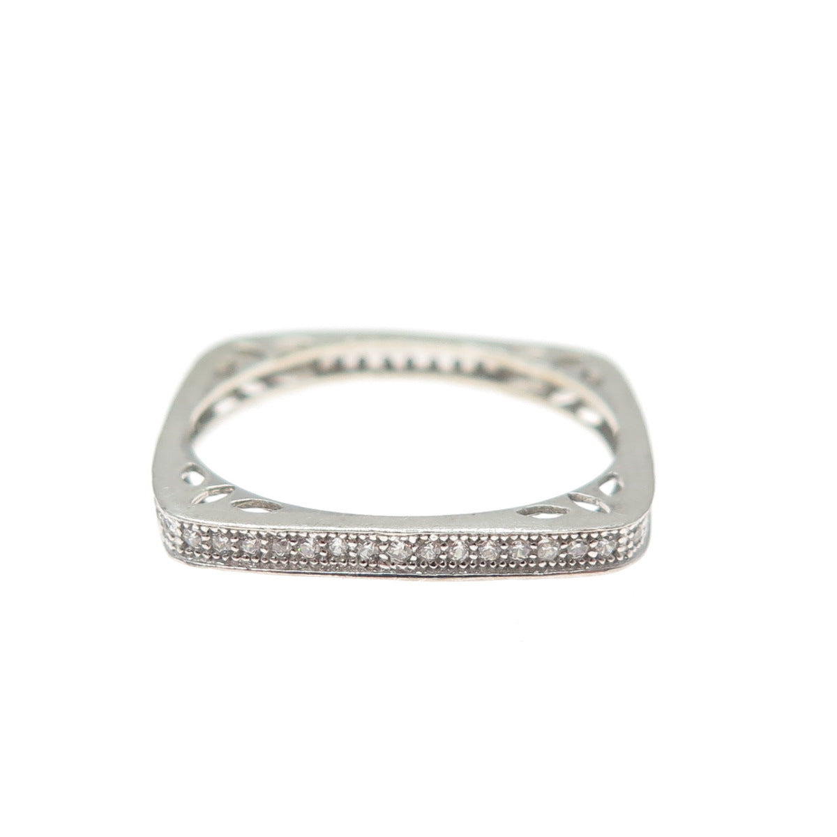 925 Sterling Silver Round-Cut C Z Eternity Stackable Square Band Ring Size 8.75