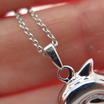 KARIZIA SPA KA-1772 Sterling Silver Black & White Diamond Dolphin Necklace 18"