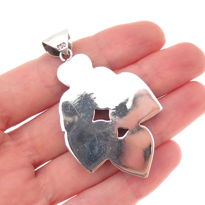 950 Silver Vintage Filigree Cluster Heart Oxidized Pendant