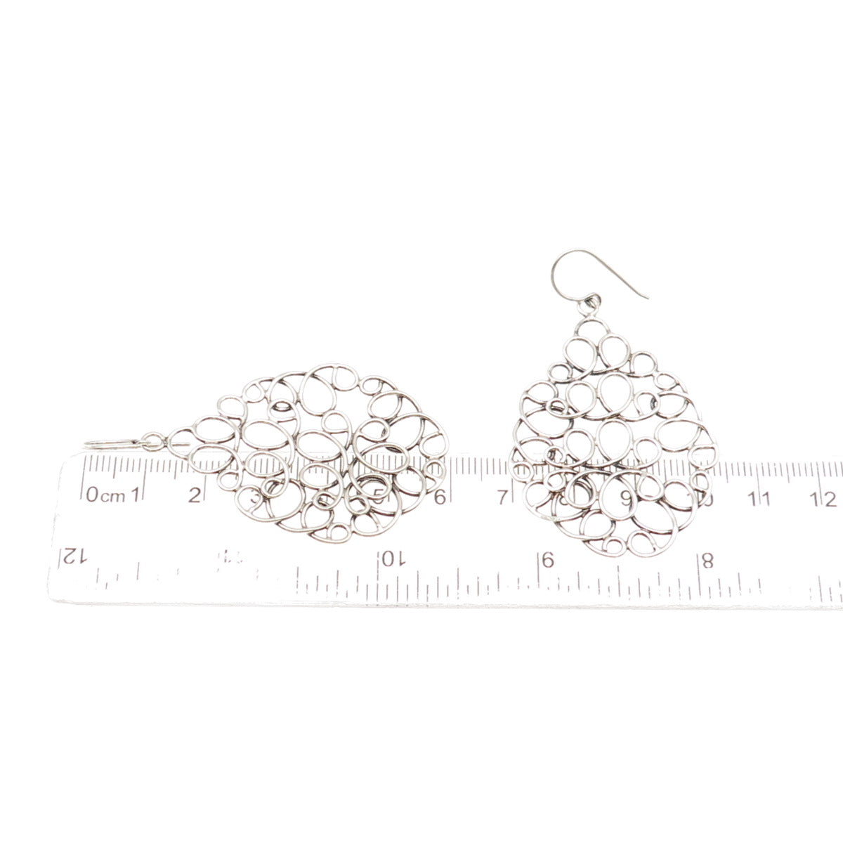 925 Sterling Silver Vintage Modernist Swirl Teardrop Earrings