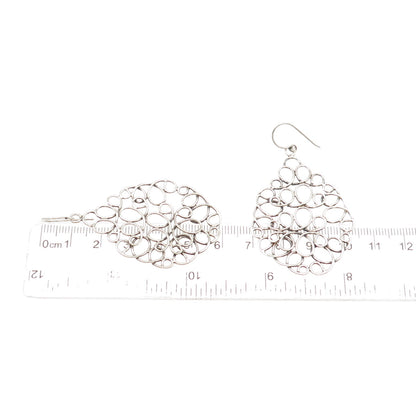 925 Sterling Silver Vintage Modernist Swirl Teardrop Earrings