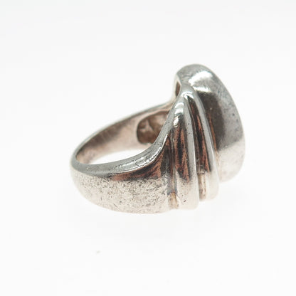 925 Sterling Silver Vintage Modernist Flame Oxidized Ring Size 6.25