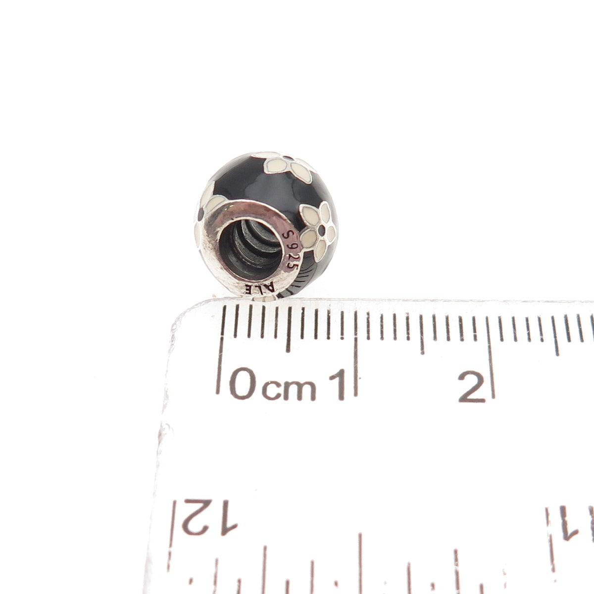 PANDORA 925 Sterling Silver Enamel Mystic Flower Slide Bead Charm