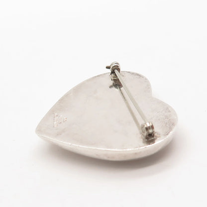 925 Sterling Silver Vintage Mexico Smooth Heart Pin Brooch