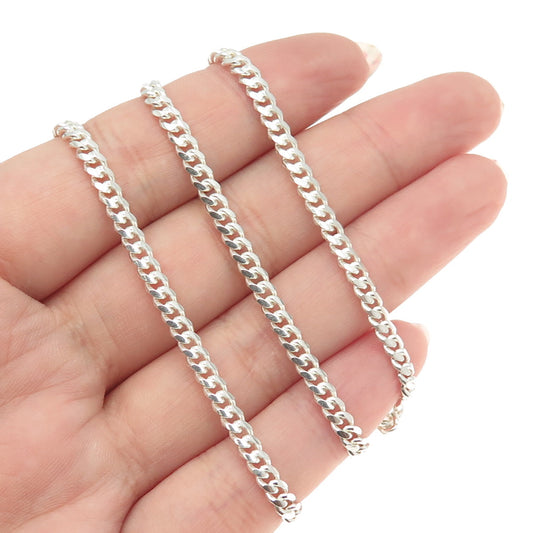 P. LUX 925 Sterling Silver Italy Cuban Chain Necklace 18"