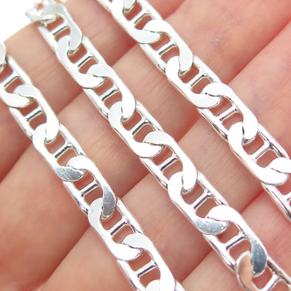 925 Sterling Silver Vintage Italy Anchor Mariner Chain Necklace 18"