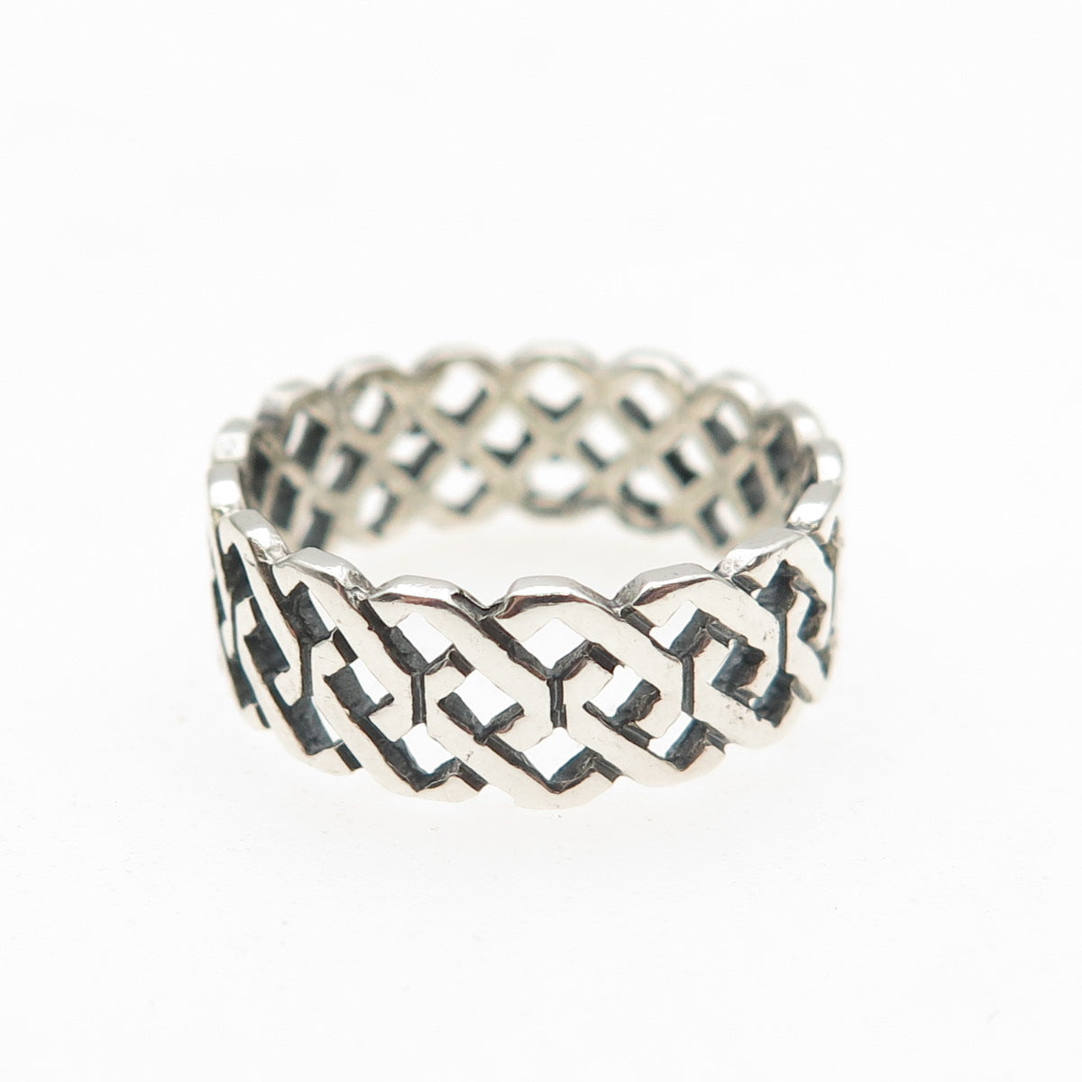 925 Sterling Silver Vintage Celtic Oxidized Band Ring Size 5