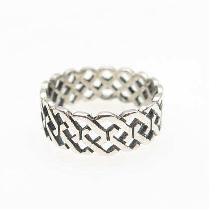 925 Sterling Silver Vintage Celtic Oxidized Band Ring Size 5
