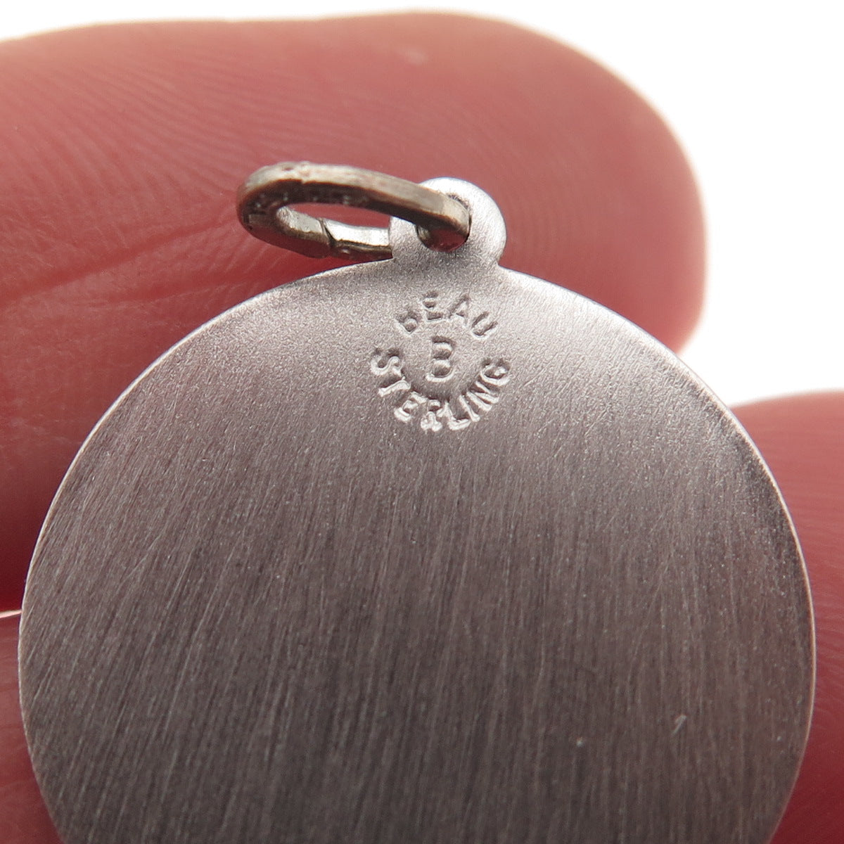 BEAU 925 Sterling Silver Vintage Exciting 19 Round Tag Charm Pendant