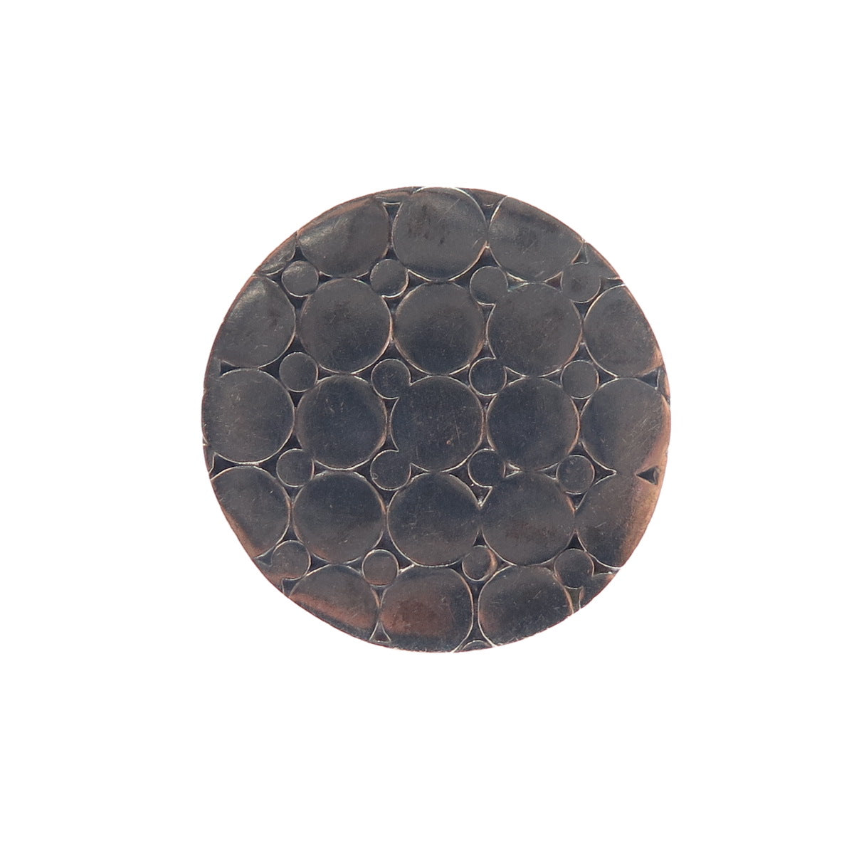 925 Sterling Silver Vintage Modernist Dotted Disc Oxidized Statement Ring Size 6