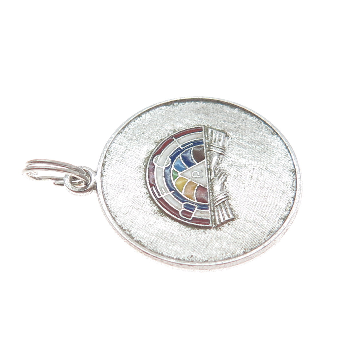 WELLS 925 Sterling Silver Vintage Enamel Masonic Youth Group Charm Pendant