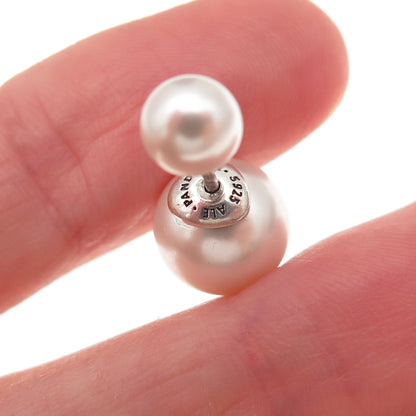 Pandora 925 Sterling Silver Faux Pearl Ball Stud Earrings