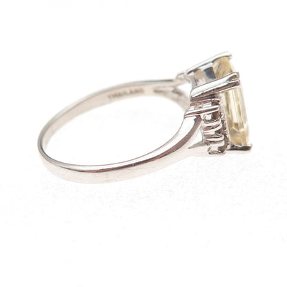 925 Sterling Silver Real Citrine & Smoky Quartz Ring Size 9.75
