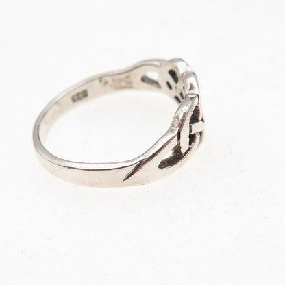 925 Sterling Silver Vintage Celtic Knot Oxidized Ring Size 6