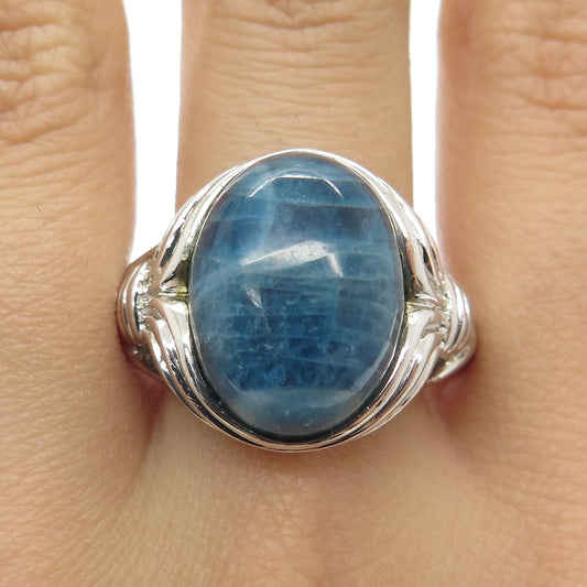 925 Sterling Silver Vintage Real Sodalite Gemstone Domed Ring Size 10.25
