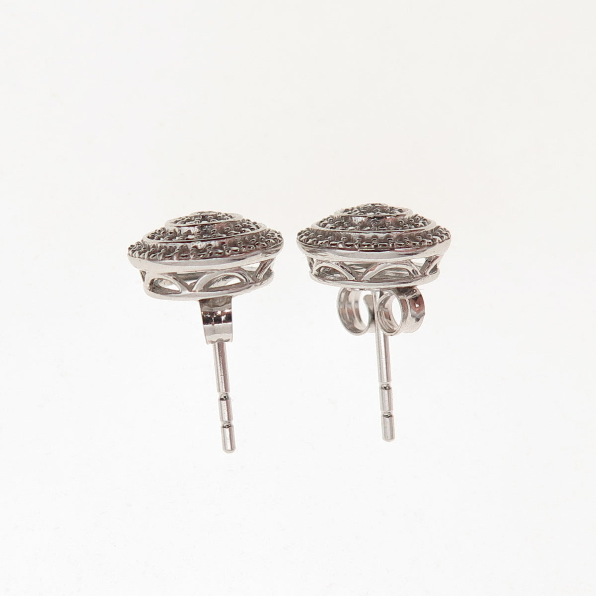 925 Sterling Silver Real Round-Cut Diamond Stud Earrings