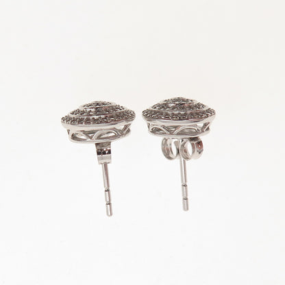 925 Sterling Silver Real Round-Cut Diamond Stud Earrings