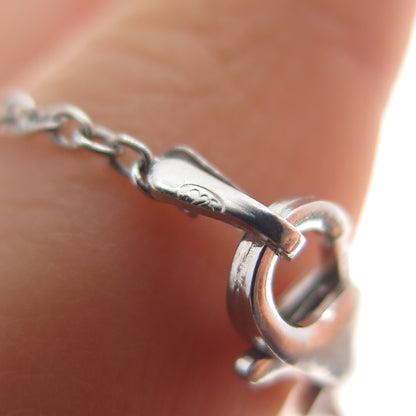 925 Sterling Silver Italy Heart Pendant Adjustable Cable Chain Necklace 24"