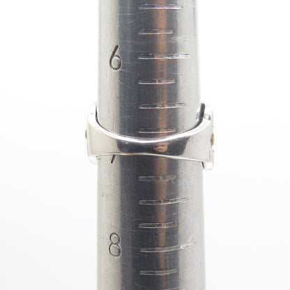 925 Sterling Silver Real Oval-Cut Smoky Quartz & Citrine Ring Size 7