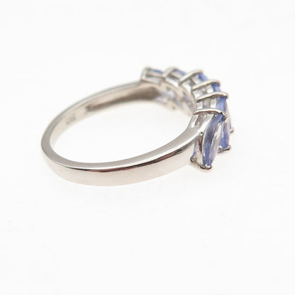 Chuck Clemency 925 Sterling Silver Real Marquise-Cut Tanzanite Ring Size 7
