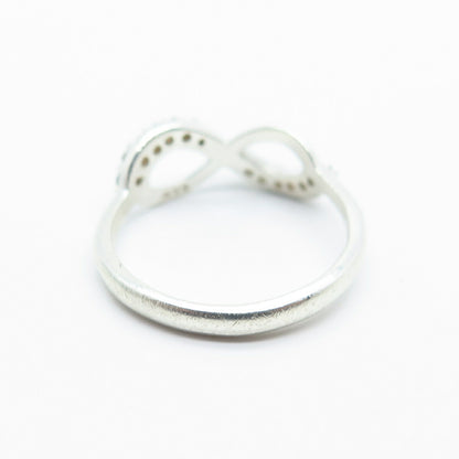 925 Sterling Silver C Z Infinity Ring Size 4.75