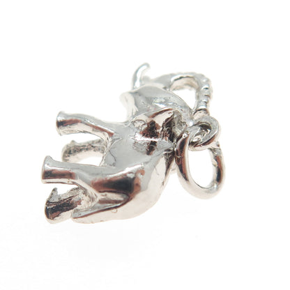 925 Sterling Silver Vintage Elephant Minimalist 3D Charm Pendant