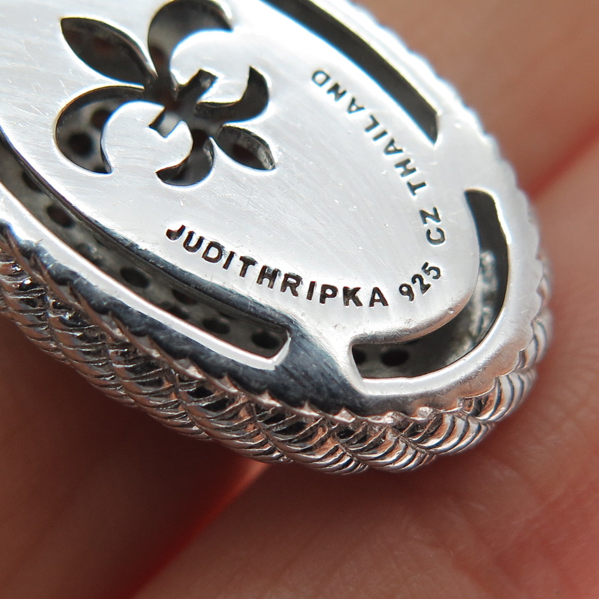 JUDITH RIPKA 925 Sterling Silver Real Smoky Quartz & C Z Charm Pendant